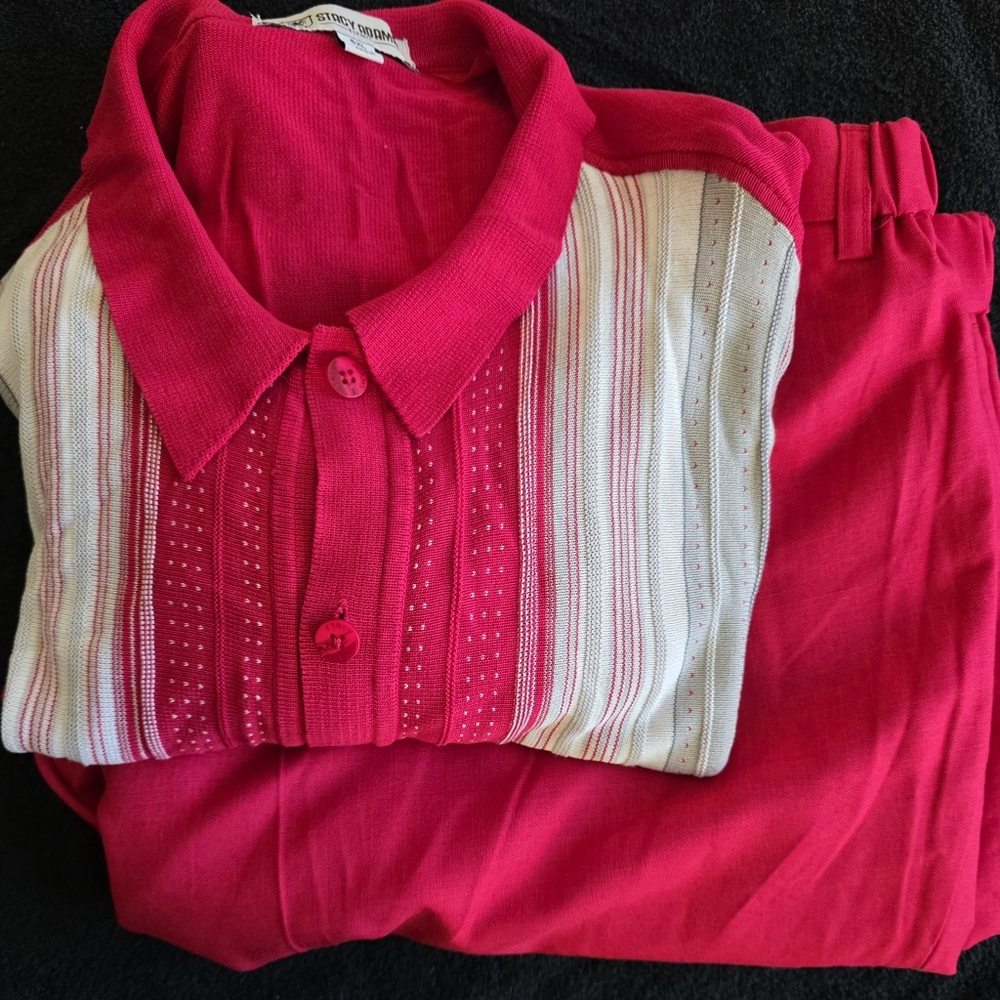 B&T Stacy Adams Red Pants Set- Short Sleeve